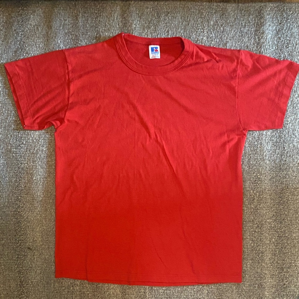 Vintage Russell Athletic Men's Vibrant Red Tee